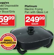 Platinum Electric Frying Pan With Glass Lid