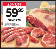 PnP Bulk Lamb Pack Consists Of Roast, Chops, Stew Cuts And Riblets-Per Kg