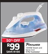 Pineware 1600W Steam And Spray Iron 