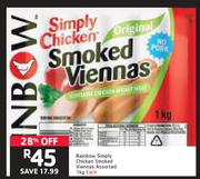 Rainbow Simply Chicken Smoked Viennas Assorted-1Kg Each