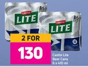 Castle Lite Beer Cans-For 2 x 6 x 410ml