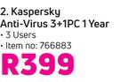 Kaspersky Anti Virus 3 + 1PC 1 Year