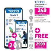 2 x Tecno Spark 7 64GB 4G Smartphone-On Red Flexi 125 + On Promo 65
