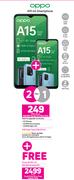 2 x Oppo A15 4G Smartphone-On 1GB Red Top Up Core More Data + On Promo 65