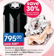 Mont Blanc Lady Emblem 30ml+ Mont Blanc Emblem 40ml-Per Offer