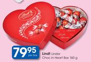 Lindt Lindor Choc In Heart Box-160g Per Box