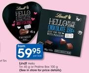Lindt Hello Tin-45g Or Praline Box-100g Per Box