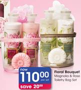 Floral Bouquet Magnolia & Rose Toiletry Bag Set-Per Set