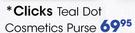 Clicks Teal Dot Cosmetics Purse-Each
