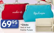 Clicks Red & Teal Frame Purses-Each