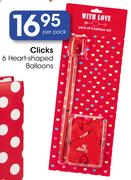 Clicks 6 Heart-Shaped Balloons-Per Pack