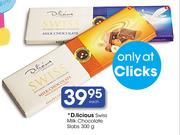 D.Licious Swiss Milk Chocolate Slabs-300g Each