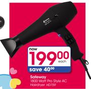 Safeway 1800W Pro Style AC Hairdryer HD759