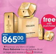 Paco Rabanne Eau De Parfume Men's Or Ladies 50ml+ Free Miniature-Per Offer
