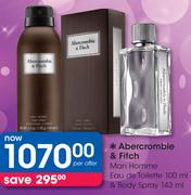 Abercrombie & Fitch Man Homme Eau De Toilette 100ml & Body Spray 143ml-Per Offer