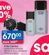 Ted Lapidus Pour Homme 100ml And Eau De Toilette 30ml And Watch-Per Offer