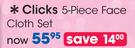 Clicks 5 Piece Face Cloth Set-Per Set