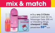 Clicks Lubricant Gels 50ml, Massage Gels 200ml Or Vibrating Rings-Each