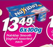 Nutriday Smooth Yoghurt Assorted-6 x 100g Each