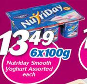 Nutriday Smooth Yoghurt Assorted-6 x 100g Each