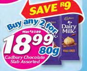 Cadbury Chocolate Slab Assorted-2 x 80g