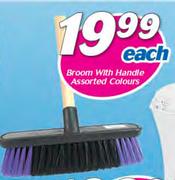 Broom With Handle Assorted Colours-Each