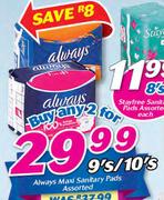 Always Maxi Sanitary Pads Assorted-2 x 9's/10's 