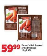 Farmer's Deli Smoked Or Red Viennas-1Kg Each