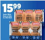 Sasko White Buns Or Rolls-6's Per Pack