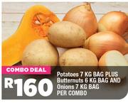 Potatoes 7Kg Bag Plus Butternuts 6Kg Bag & Onions 7Kg Bag-Per Combo
