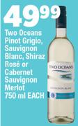 Two Oceans Pinot Grigio,Sauvignon Blanc,Shiraz Rose Or Cabernet Sauvignon Merlot-750ml Each