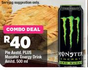 Pie Assorted Plus Monster Energy Drink 500ml-Combo Deal