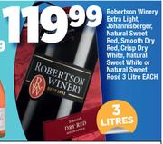 Robertson Winery Extra Light,Johannisberger,Natural Sweet Red,Smooth Dry Red-3L Each