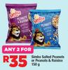 Simba Salted Peanuts Or Peanuts & Raisins-For Any 2 x 150g