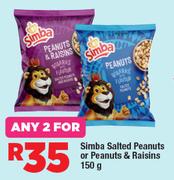 Simba Salted Peanuts Or Peanuts & Raisins-For Any 2 x 150g