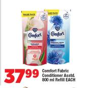 Comfort Fabric Conditioner Refill Assorted-800ml Each