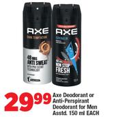 Axe Deodorant Or Anti Perspirant Deodorant For Men Assorted-150ml Each