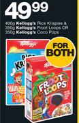 Kellogg's Rice Krispies-400g & Kellogg's Froot Loops-350g Or Kellogg's Coco Pops-350g