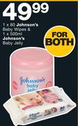 Johnson's Baby Wipes-80's & Johnson's Baby Jelly-500ml