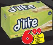 D'Lite Medium Fat Spread-500G Brick