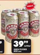 Hansa Pilsener Beer Cans-6x440ml