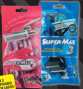 Super-Max 3 Blade Disposable Razors For Ladies/Men 5's Each