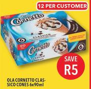 Ola Cornetto Clas-Sico Cones-6x90ml