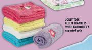 Jolly Tots Fleece Blankets With Embroidery Assorted Each