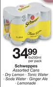 Schweppes Assorted Cans-6 x 200ml Per Pack