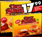 Tasty Burgers Beef-12's/Chicken Burgers-400gm Each