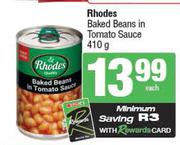 Rhodes Baked Beans In Tomato Sauce-410g Each
