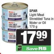Spar Light Meat Shredded Tuna In Water Or Oil-170g Each