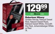 Robertson Winery Golden Nectar,Natural Sweet Red,Natural Sweet Rose,Natural Sweet White-3L