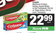 Colgate Maximum Protect, Herbal, Herbal White Or Gel Toothpaste 100ml-Each